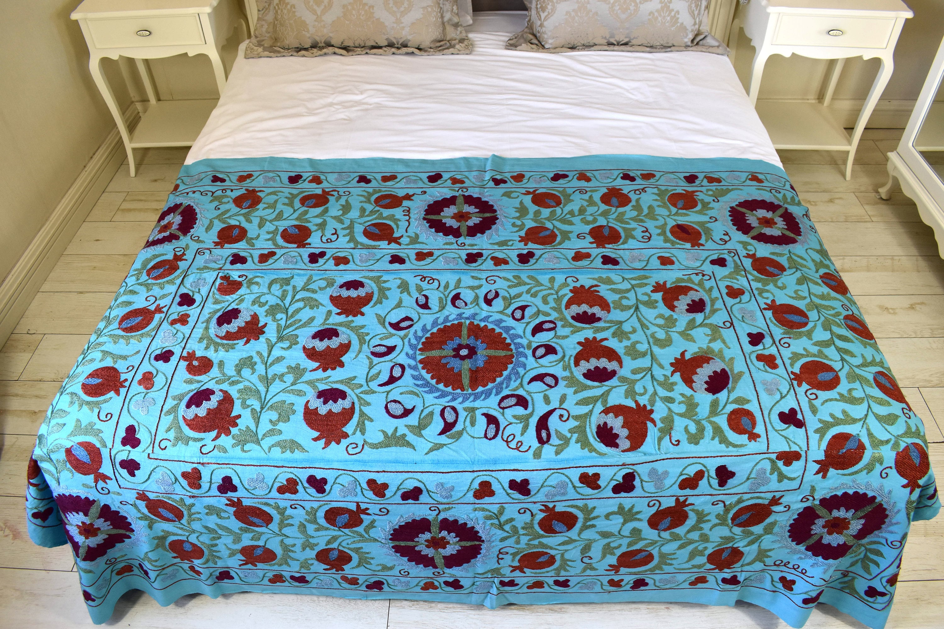 Throw blanket Handmade Suzani 6.5 x 4.5 ft. Etsy