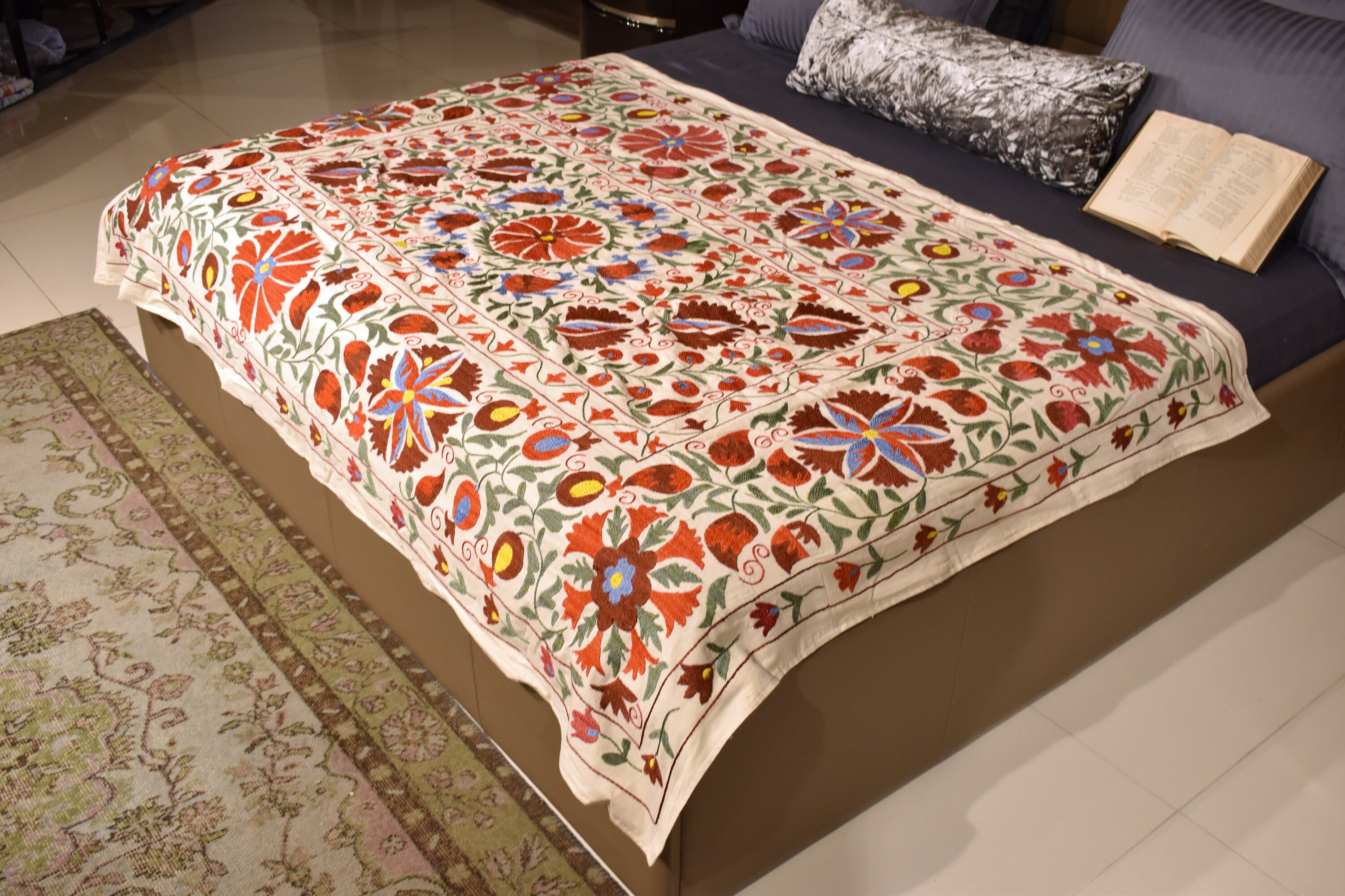 Orange sofa cover throw orange suzani bedspread 6.8 x 4.8 ft. Etsy