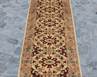 Oushak Hand knotted rug, wool on cotton, rug runner # Free Shipping 9.8 x 2.6 ft bohemian rug # runner turkish rug #