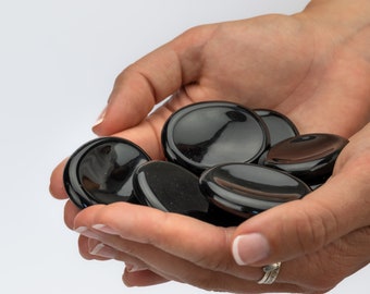 Black Obsidian Worry Stone: Polished Natural Crystal
