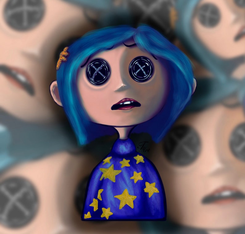 New Coraline Button Eyes Vinyl Art Sticker Decor 15 Etsy