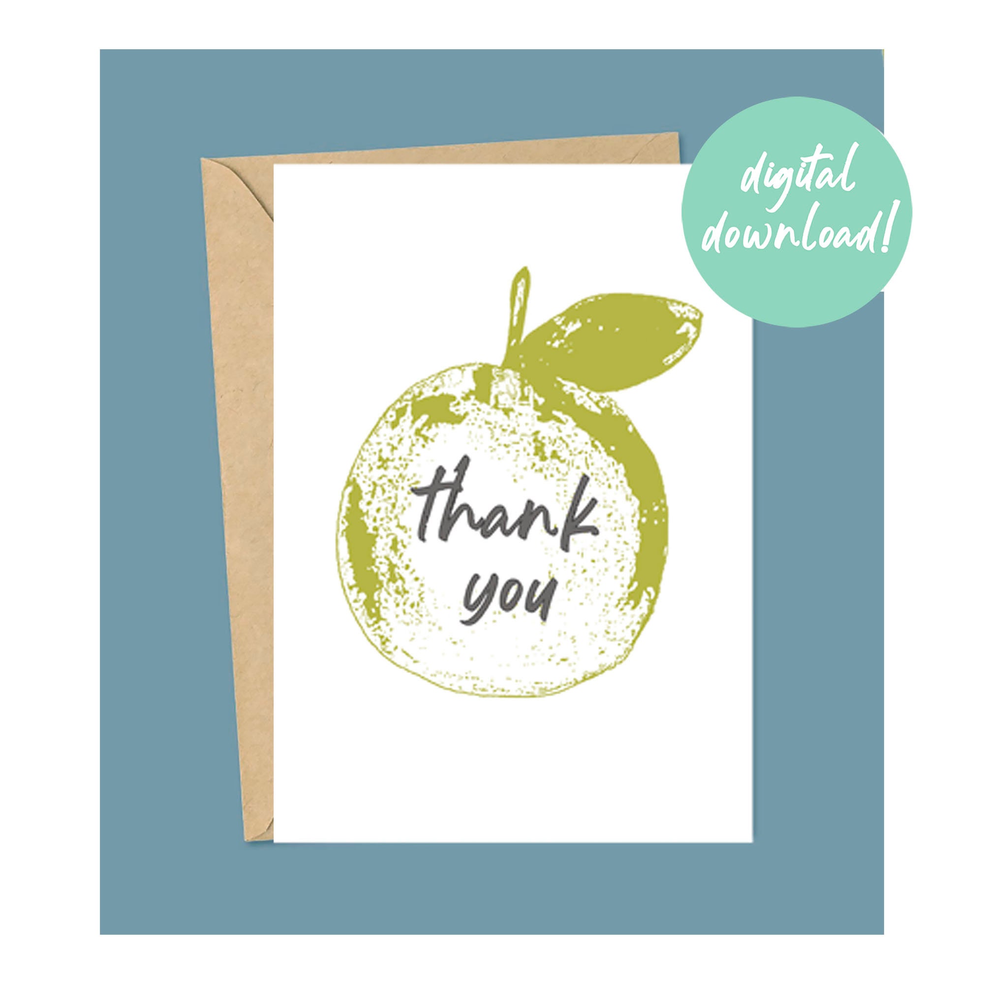 Apple Thank you Card // Instant Digital Download // Print your Etsy