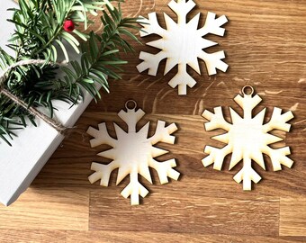 Wooden christmas snowflakes ball 6pcs - star ornament made of plywood