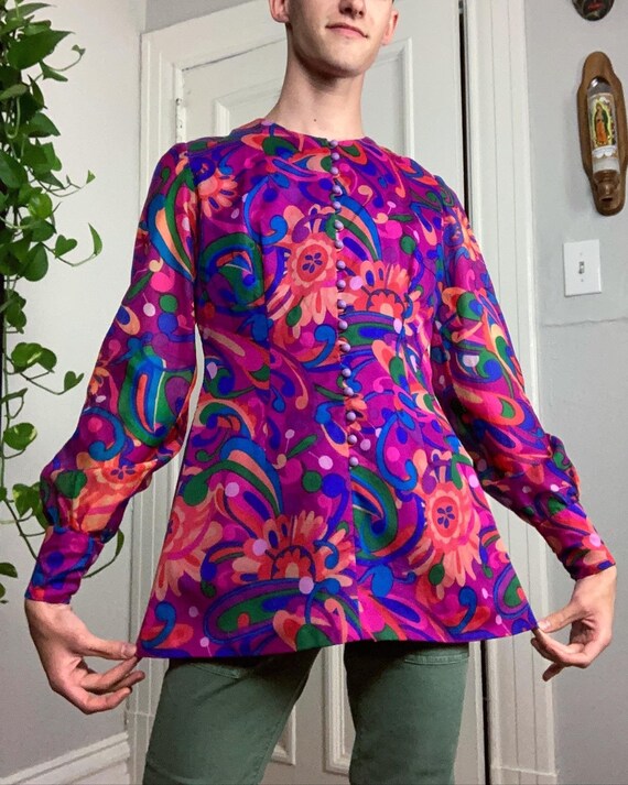 vintage 60s/70s handmade psychedelic floral mini d