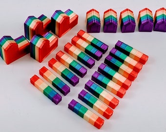 Settlers Game Pieces - Shiny Multi-colored