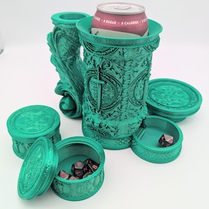 Fighter's Flask - Fighter Can Holder Dice Tower with Tray and Dice Storage - by Fates End