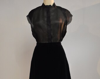 Jupe Mi-longue En Velours Anthracite Brodée 57 Collection - Taille 12, Ligne A, Occasion TBE