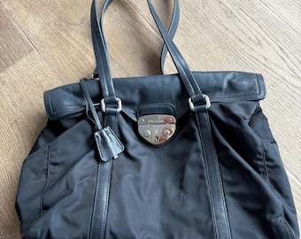 Vintage Prada Nylon & Leather Handbag, Classic Design