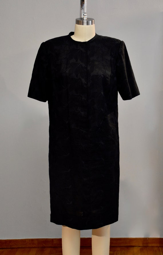 Vintage black embroidered linen dress