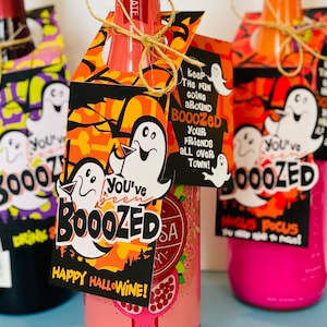 Halloween Wine Bottle Tag, You&#39;ve Been Boozed, Wine Bottle Tag, Halloween Hostess Gift,  You&#39;ve Been Boozed Gift Pack, Halloween Wine Label