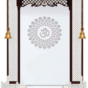 Weiß/Brauner Holzstempel mit LED-Licht Home & Office Mandir | Elegantes Mandir Dekor | Poojazimmer Mandir | Kundenspezifische Größen