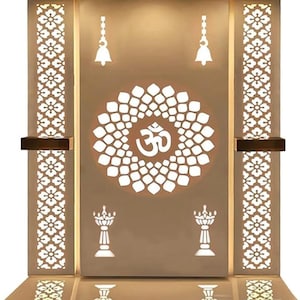 Wooden Temple White LED Light for Home and Office | Home Temple |Puja Mandir |Wall Hanging & Table Top Home Mandir With Gopuram Tomb