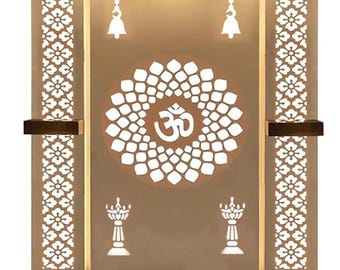 Wooden Temple White LED Light for Home and Office | Home Temple |Puja Mandir |Wall Hanging & Table Top Home Mandir With Gopuram Tomb
