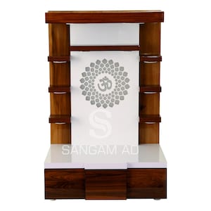 Customised Wooden temple with LED Light for Home and Office Puja Mandir / Wall Hanging & Table Top White Mandir