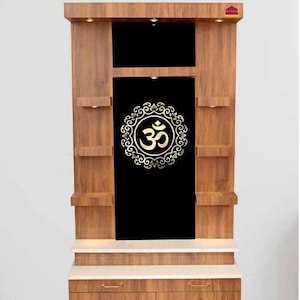 Holzstempel mit LED-Leuchten für Haus und Büro | Designer Angepasst Puja Mandir| Pflege | Tischplatte und Wandbehang Mandir mit Lagerung