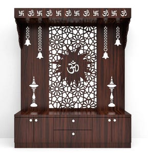 Wooden Temple with LED Lights / Wooden Temple With Doors | Home and Office Mandir | Puja Temple Decor | Puja Ghar | Diwali Home Decor