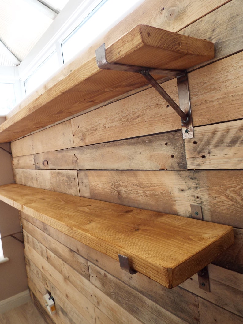 Rustic reclaimed scaffold board shelves 30cm 200cm Etsy