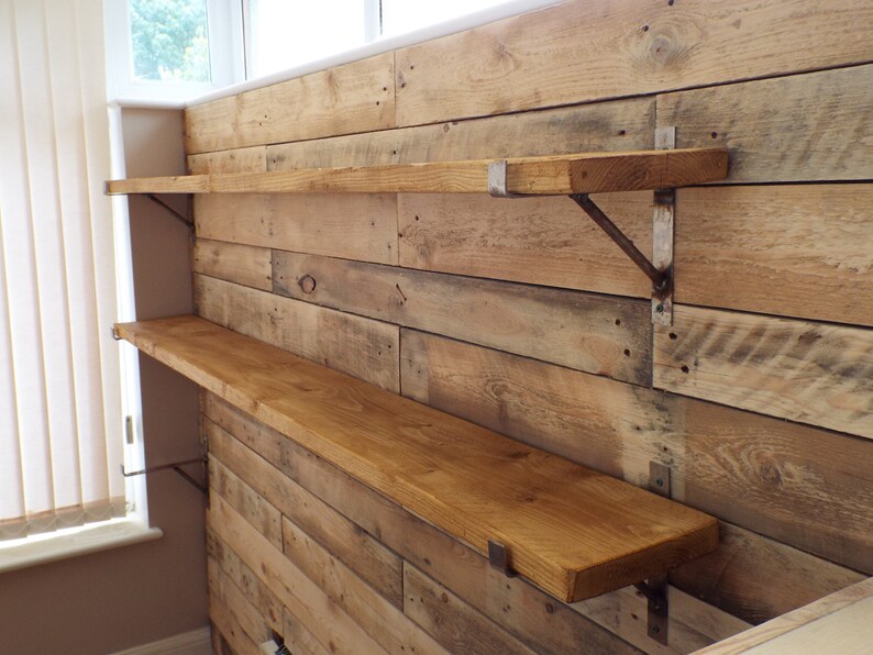 Rustic reclaimed scaffold board shelves 30cm 200cm Etsy