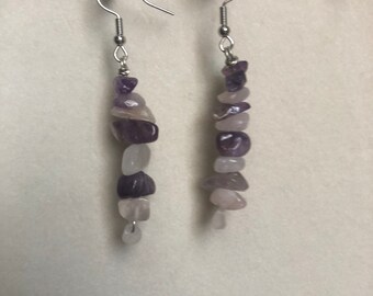 Amethyst and Rose Quarts Earrings
