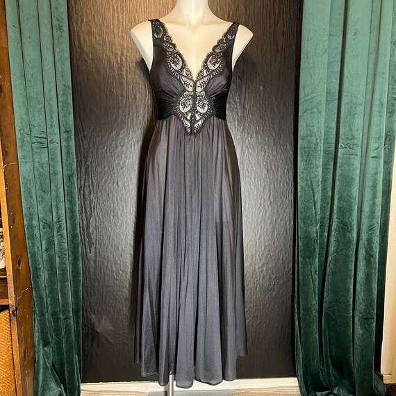 Vintage Olga Style 92280 Black Plunge Nightgown Medium - Etsy