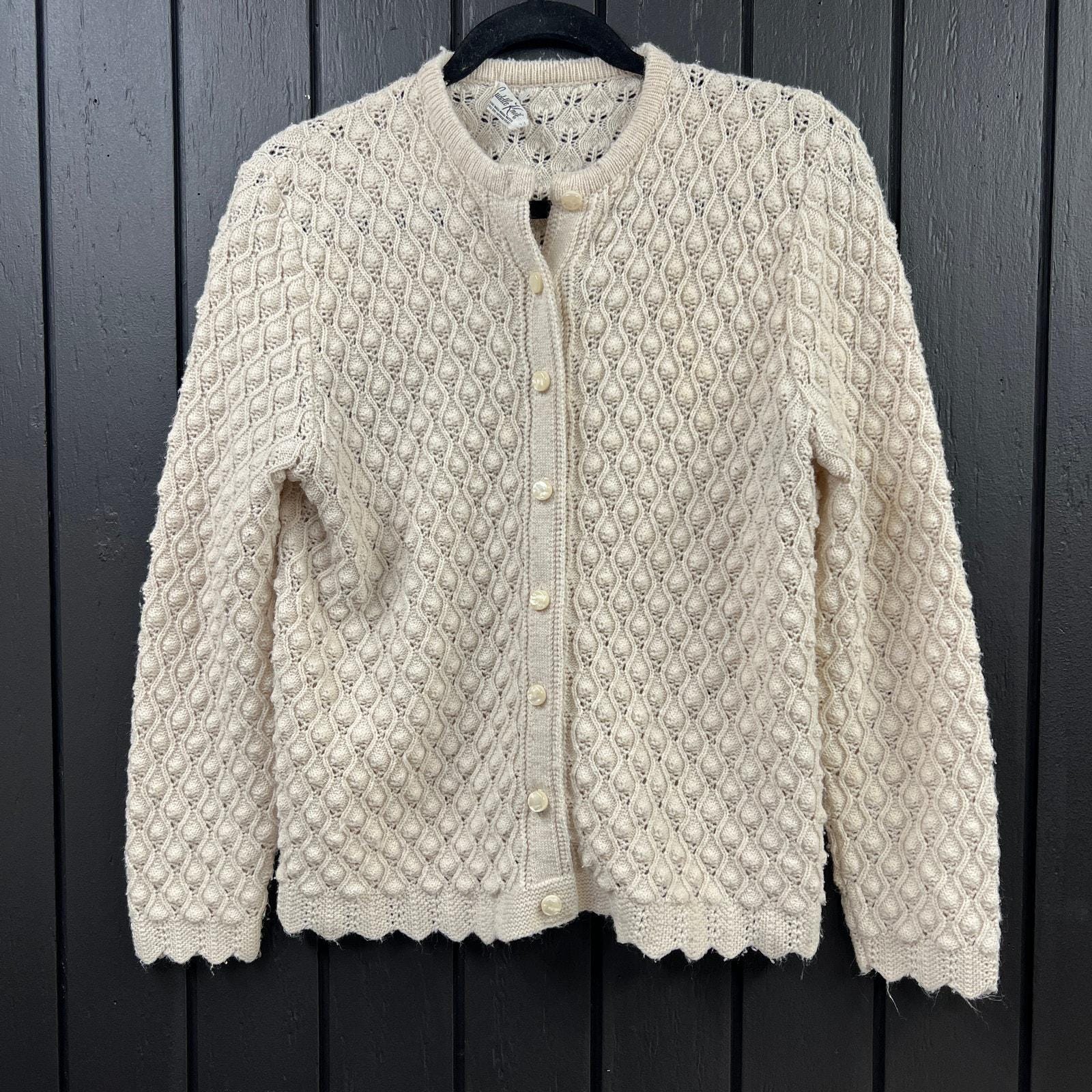 最終価格80s vintage cuddle knit cardigan. VTG 80s Cuddle-Knit Open Front Cardigan Sweater OS Beige