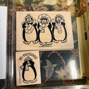 Juego de sellos navideños Penguin Pals de Stampin' Up de 1999