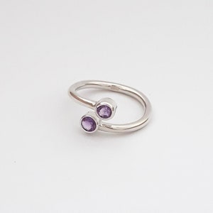 Twin Purple Amethyst Silver Ring, Handmade from Bali