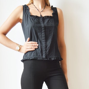 Vintage Miu Miu S/S 1997 Black Cotton Blouse