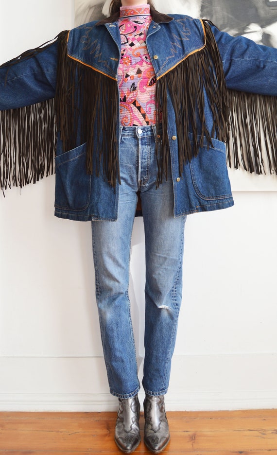 Vintage Kenzo Jeans Fringed Denim Coat - image 3