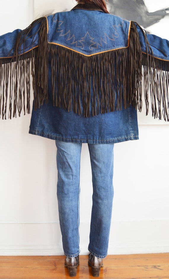 Vintage Kenzo Jeans Fringed Denim Coat - image 5