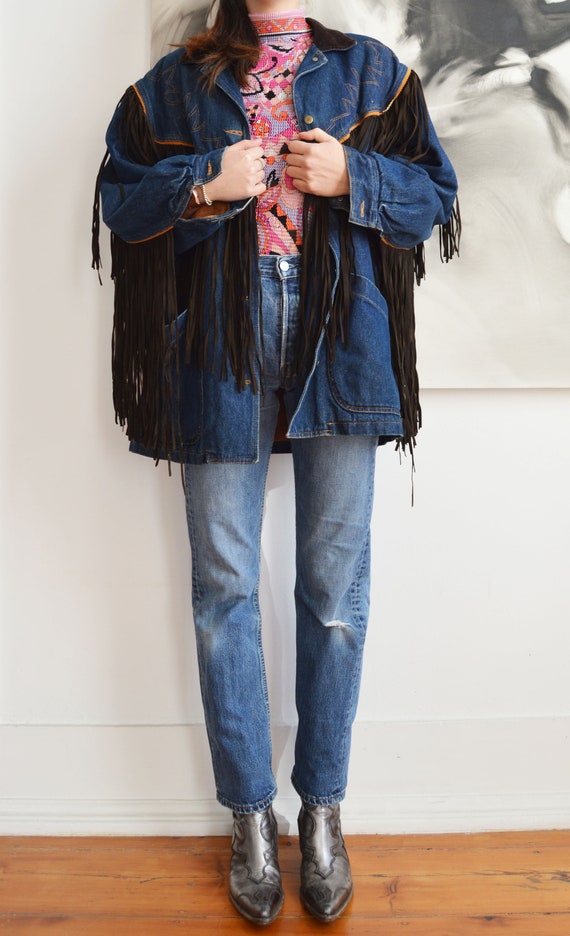 Vintage Kenzo Jeans Fringed Denim Coat - image 6