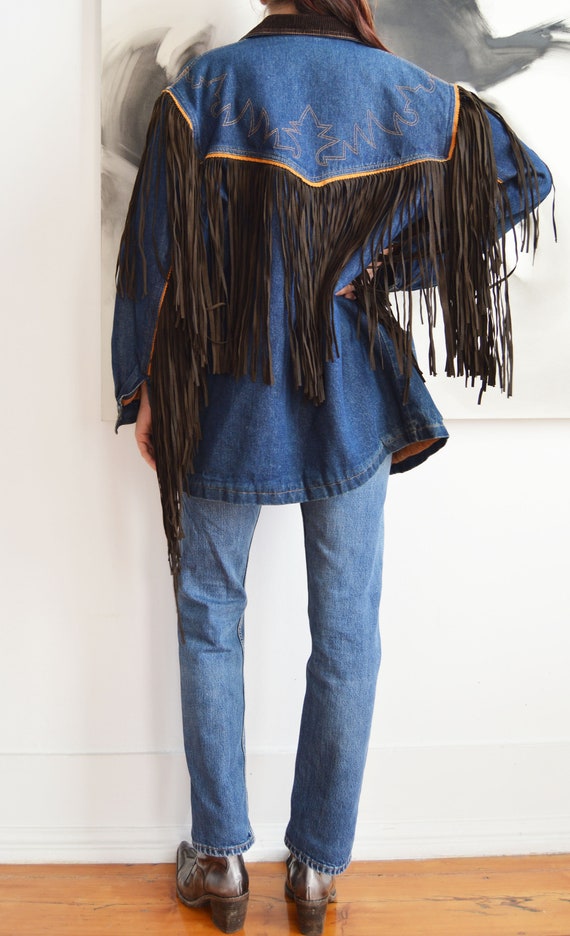 Vintage Kenzo Jeans Fringed Denim Coat - image 7