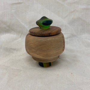 Unique hand turned wood and rainbow epoxy container with lid