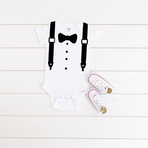 Tuxedo Shirt for Toddler or tux onesie for baby. Faux tuxedo clothing.