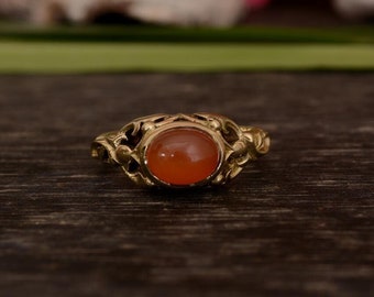 Carnelian Ring, Brass Ring, Gemstone Ring, Handmade Ring, Unique Ring,Vintage Ring,Dainty Ring,Promise Ring,Gift for her,rings, Gold jewelry