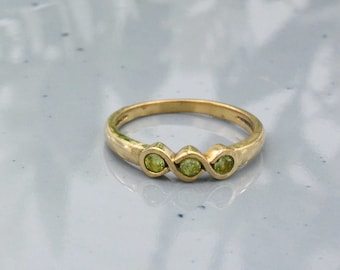 Handmade Brass Peridot Ring: Minimalist Gold Stack Ring, August Birthstone