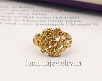 Handmade Brass Filigree Flower Ring: Vintage Floral Wedding Jewelry