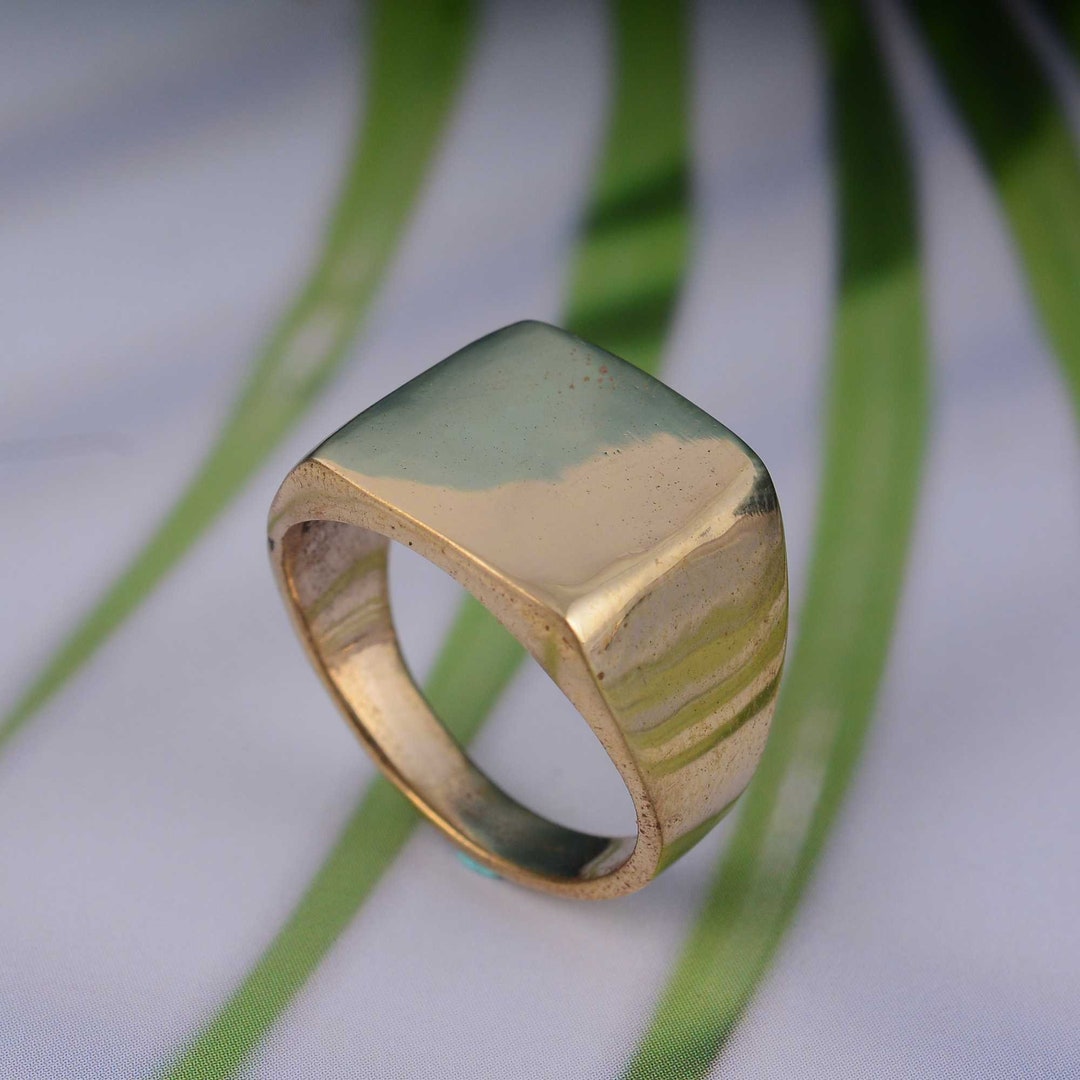 Mens Ring Gold Signet Ring Square Signet Ring Mens Silver Ring ...