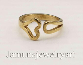 Bague en or minimaliste à coeur ouvert, cadeau pour elle