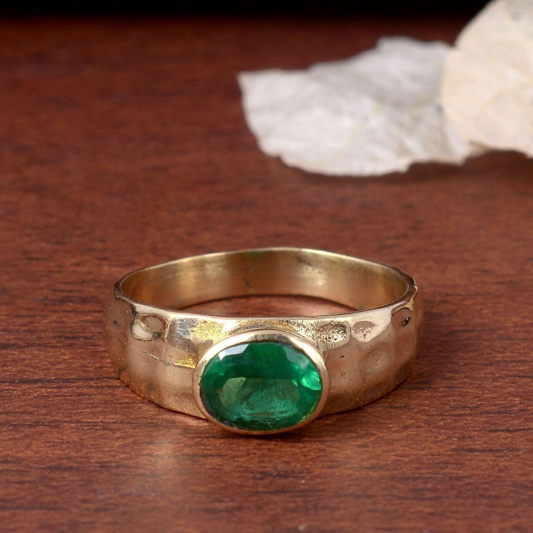 Green jade ring, statement gold ring, handmade jewelry, gemstone ring, boho ring, unique ring, vintage ring, 18k gold ring, gift for her/him