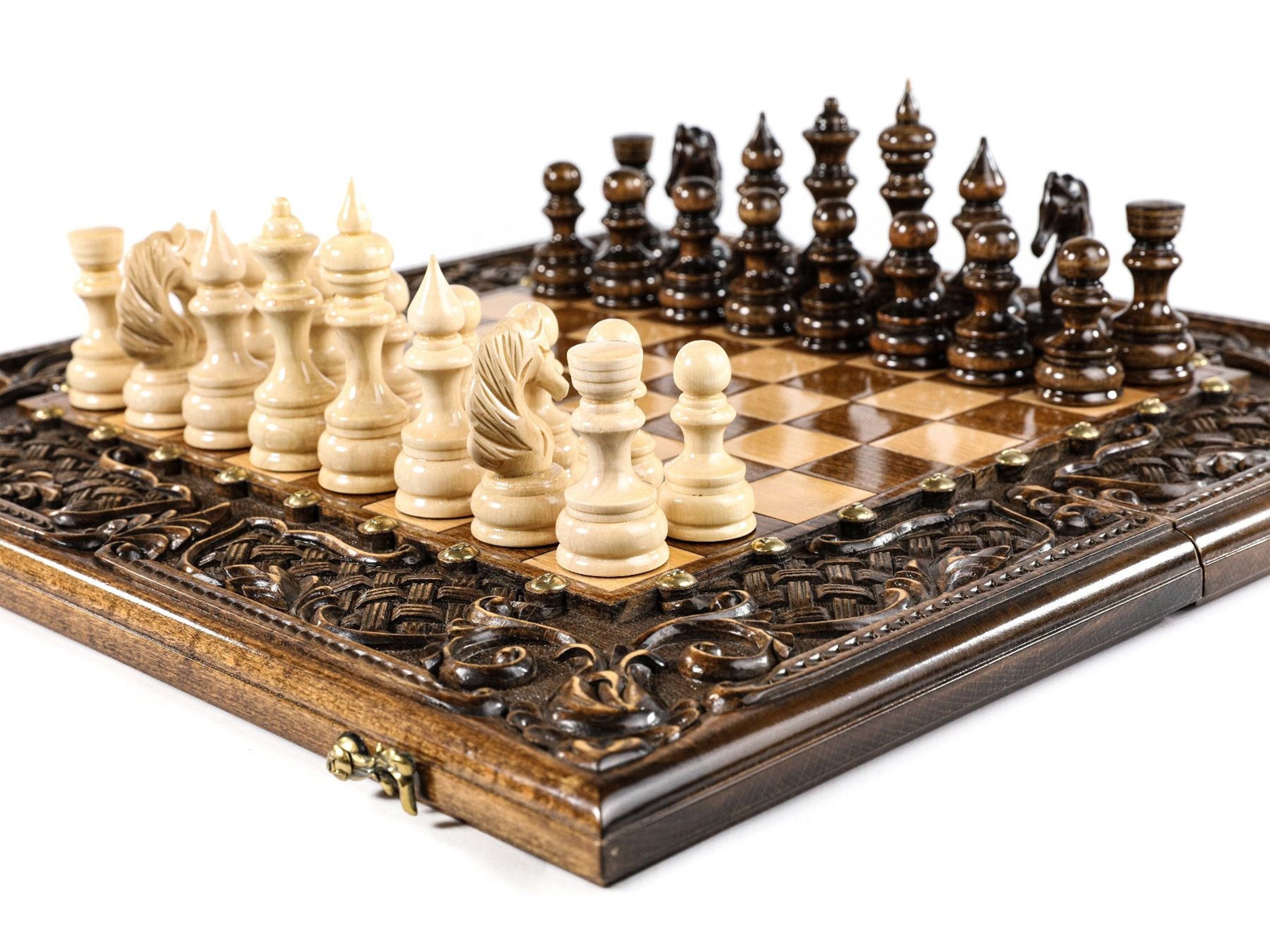 Luxury ChessBackgammon Set Personalized Chess Board / Etsy