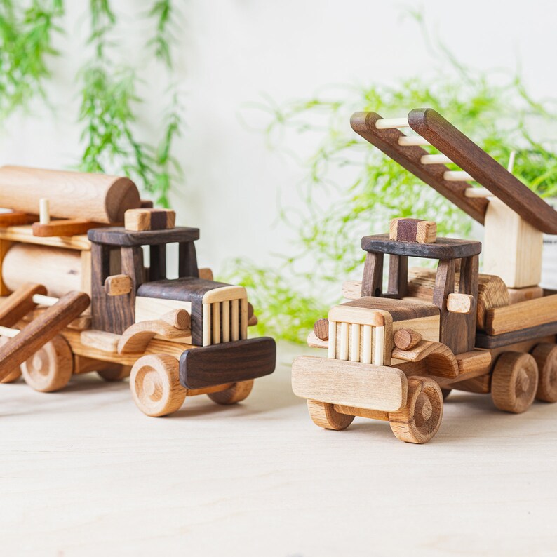Wooden Fire Engine Wooden Toys Personalized Baby Gift Wood Etsy