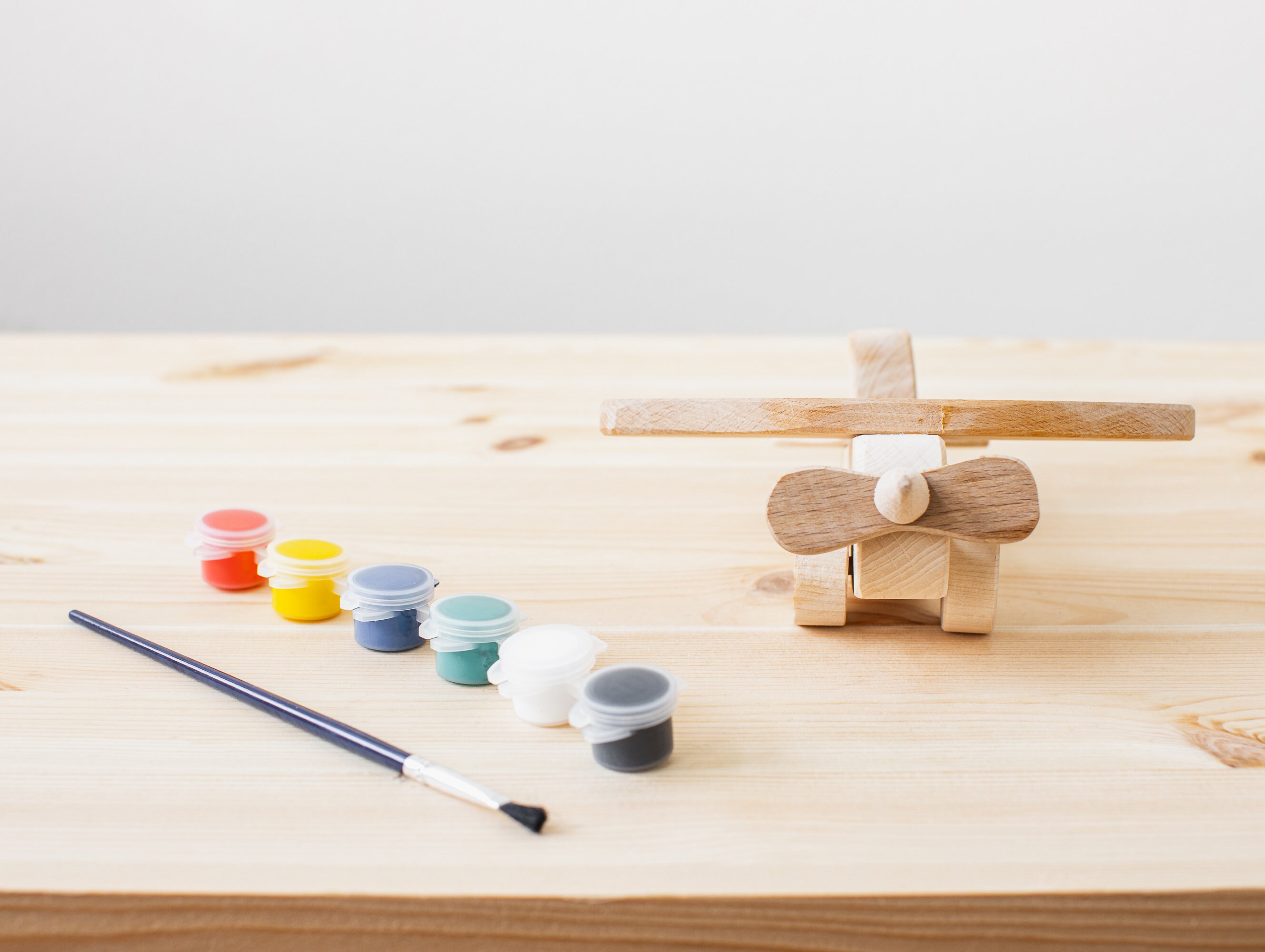 DIY Wooden Airplane Kids Painting Kit Wooden Toys Etsy