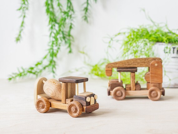 wooden cement mixer toy