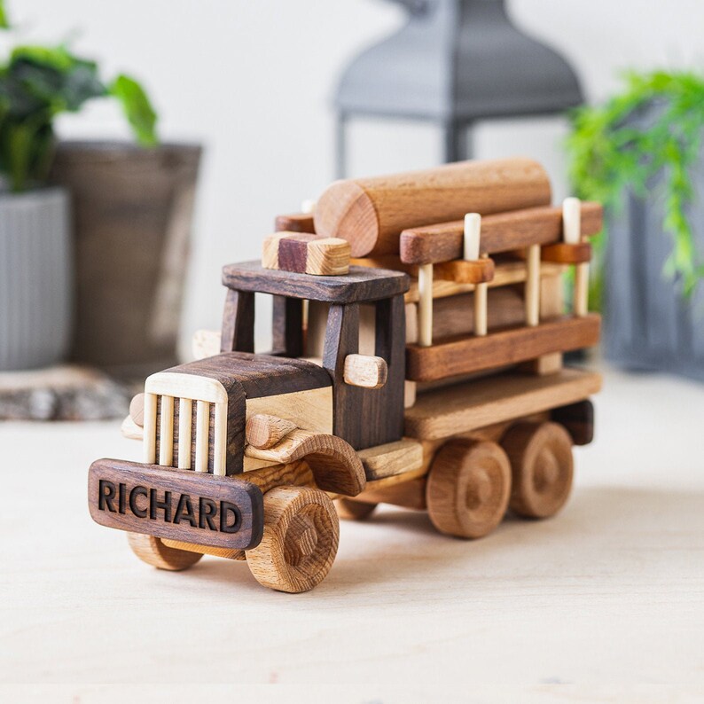 Wooden Fire Engine Wooden Toys Personalized Baby Gift Wood Etsy