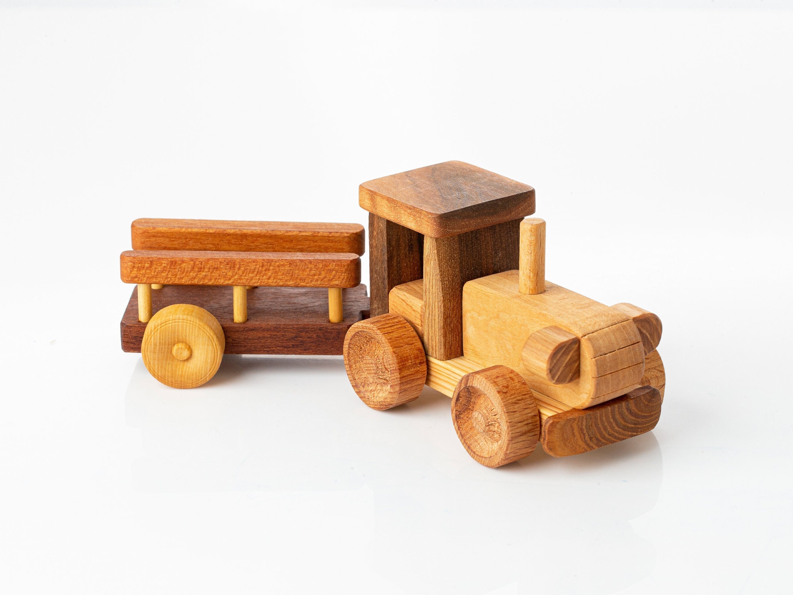 Wooden tractor, Wooden truck, Toy tractor, Wood toy vehicle, Wood