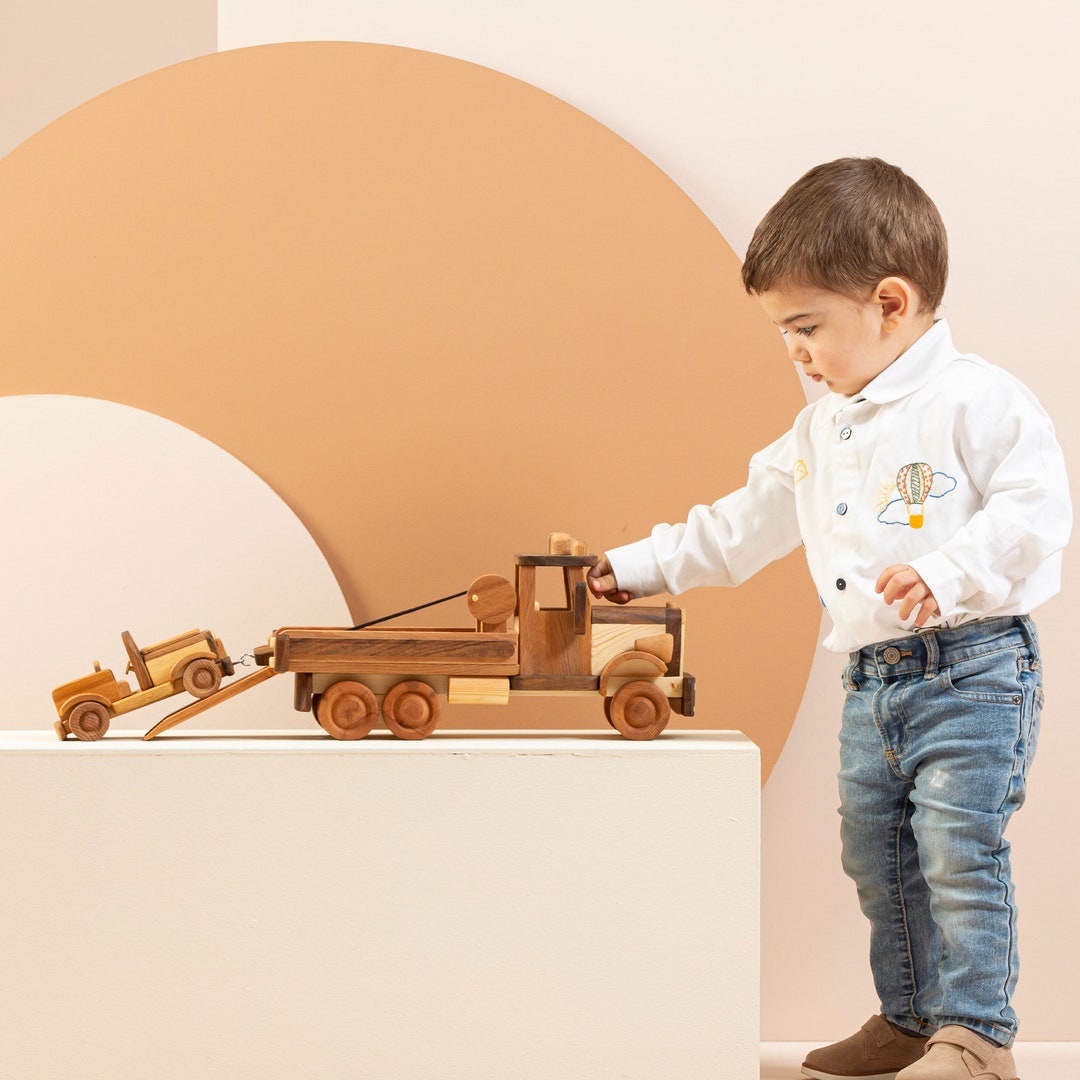 Abschleppwagen Holz Bastelset Für Kinder Ab 9 - DIY Kranauto Bausatz | 26 Cm Länge