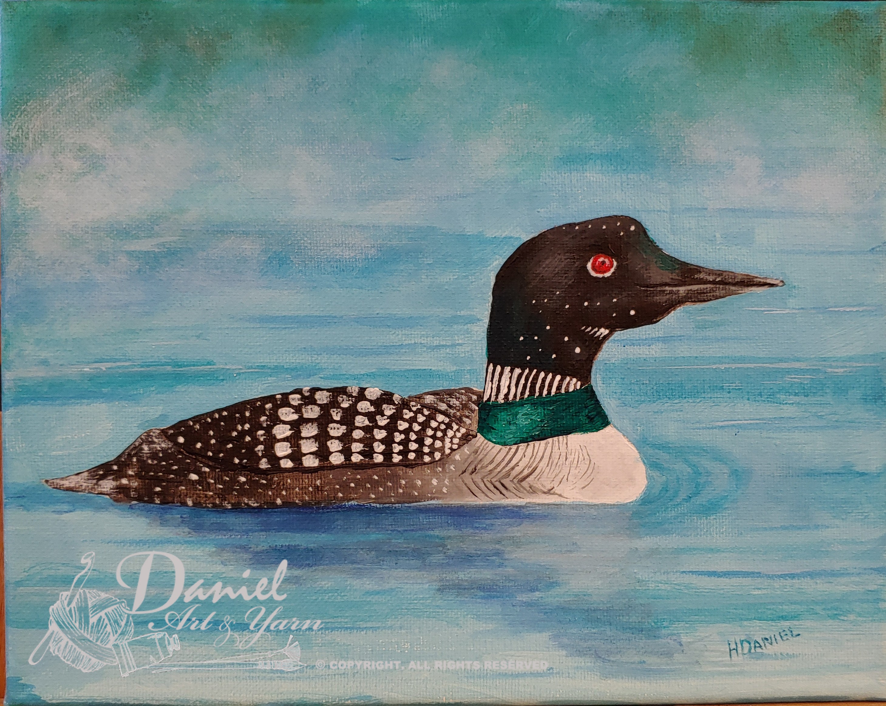 Common Loon 10x8 Acrylic original painting on Stretched Canvas Etsy