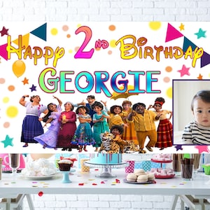 Grande Encanto personalizado aniversário banner cartaz festa decorações nome idade foto meninas meninos primeiro 1º 2º 3º 4º 5º 6º 7º pano de fundo