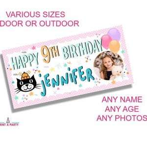 Banner de cumpleaños personalizado inspirado en Jellycat: decoraciones para fiestas con nombre y foto para niños o niñas